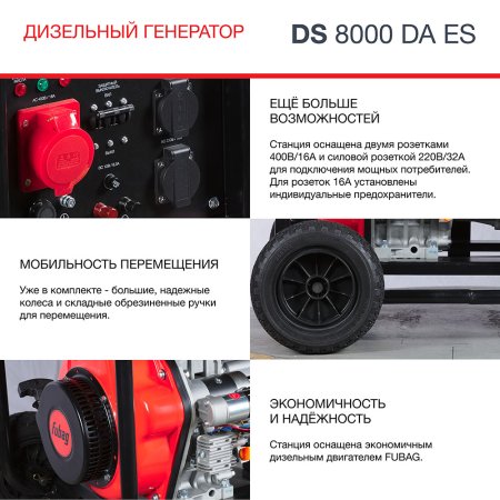 FUBAG Дизельный генератор (трехфазный) с электростартером и коннектором автоматики DS 8000 DA ES в Владикавказе фото
