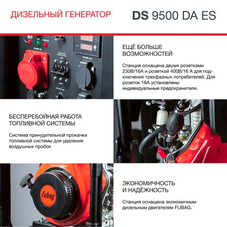 FUBAG Дизельный генератор (трехфазный) с электростартером и коннектором автоматики DS 9500 DA ES в Владикавказе фото