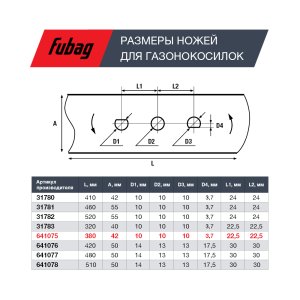 Нож для аккумуляторных газонокосилок FUBAG 38 см в Владикавказе фото
