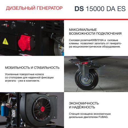 FUBAG Дизельный генератор (трехфазный) с электростартером и коннектором автоматики DS 15000 DA ES в Владикавказе фото